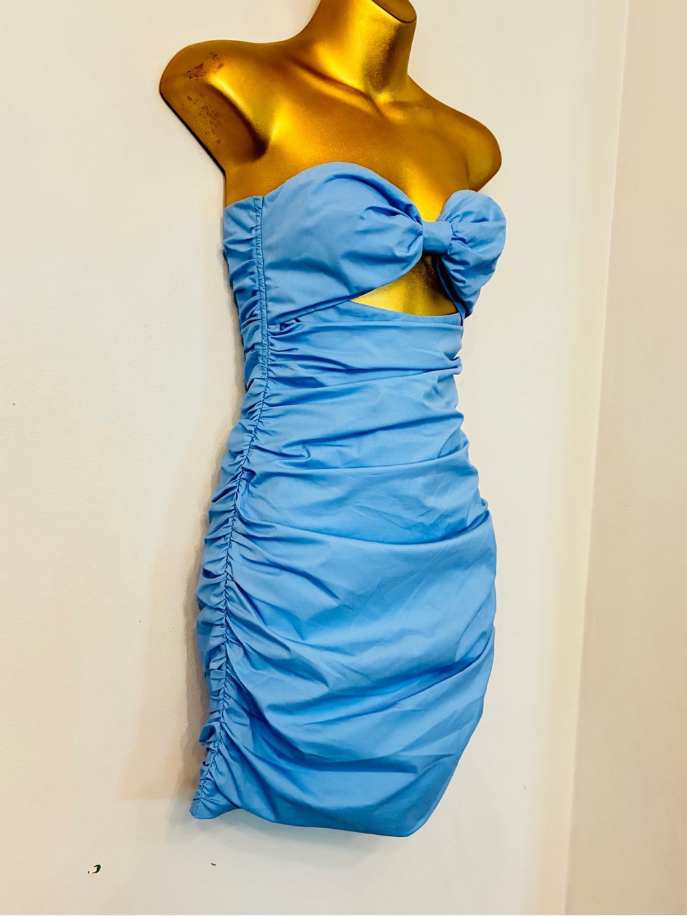 Lucy In The Sky Ruched Cutout Mini Dress – Blue Formal Party – Size S - Picture 5 of 6